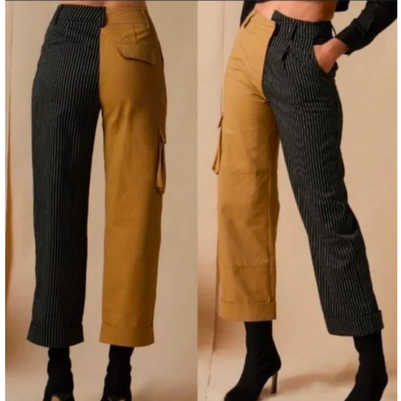 Choosy Khaki/Black Two Tone Pants Size 2 NWT - Picture 5 of 7